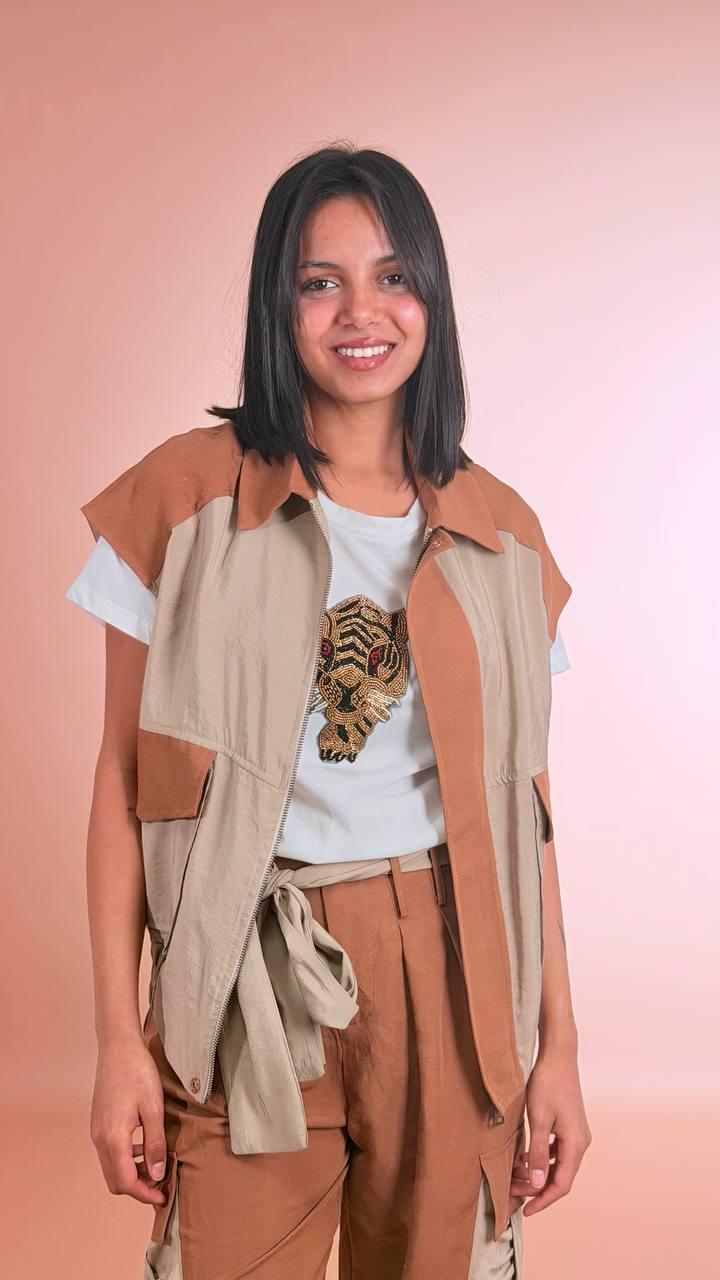 PHILIA LOFT Gilet safari D02E0975 CAMMELLO 