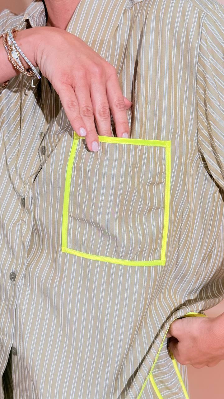 TENSIONE IN Camicia rigata PE260311 LIME 