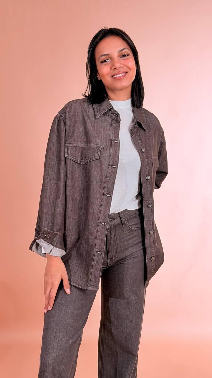 LEVA Camicia denim marrone 91co 9pl FX5201/A MARRONE 
