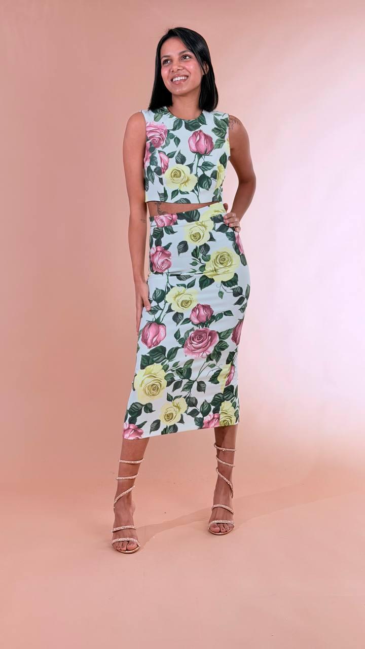 SILENCE Completo loungette + top fiori SD3013FNT MULTICOLOR 