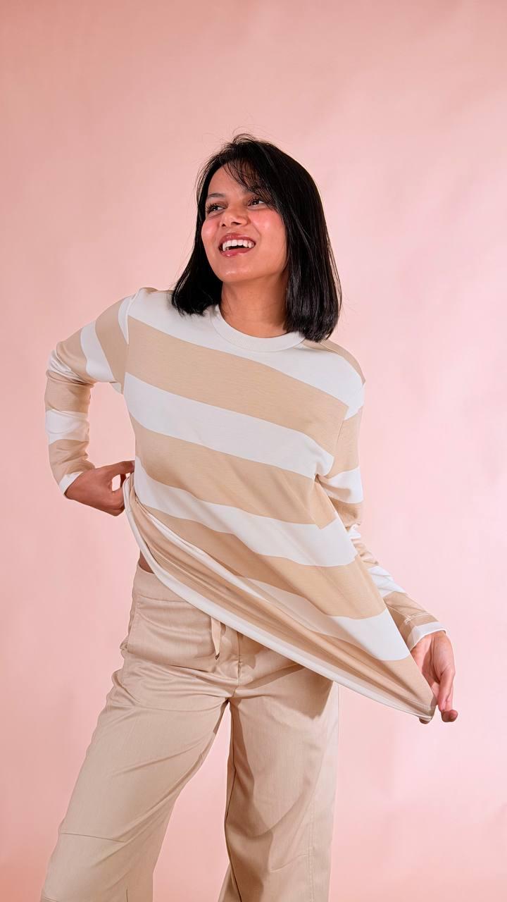 SOYA CONCEPT Felpa rigata 27422 SAND 