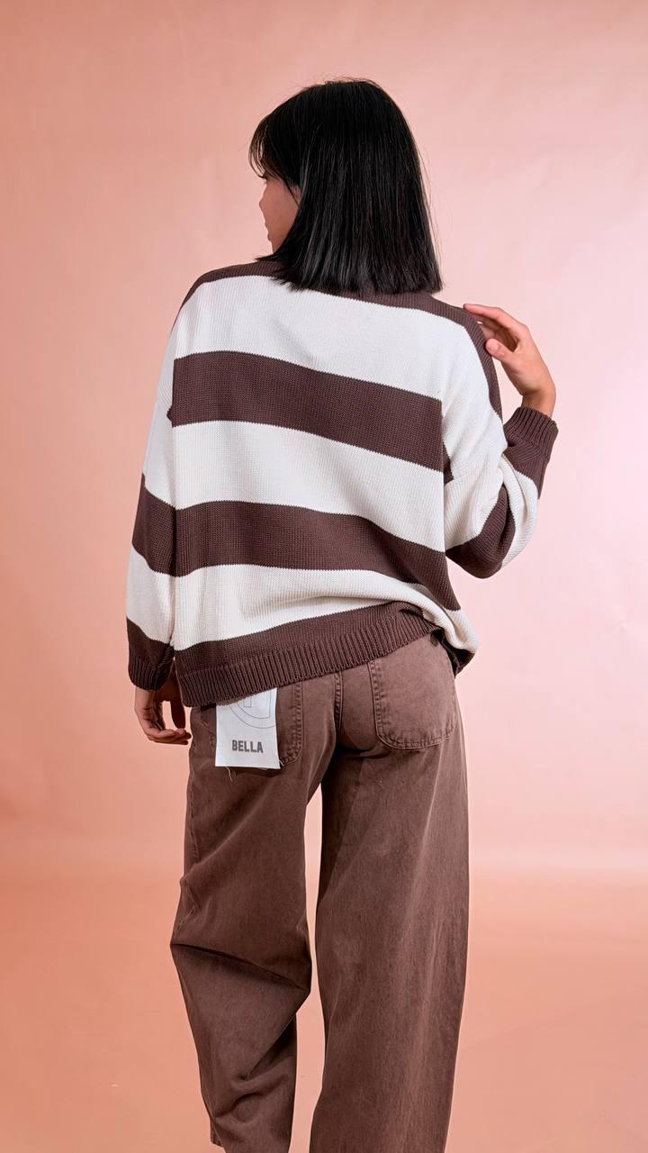 HAVE ONE Cardigan rigato MFP-Q084 MORO 