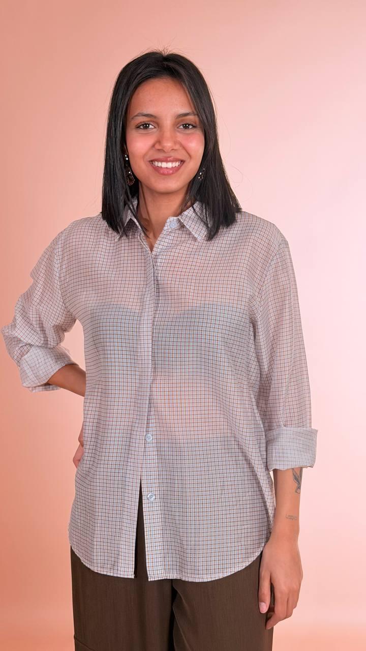 HAVE ONE Camicia check CJK-Q088 AZZURRO 