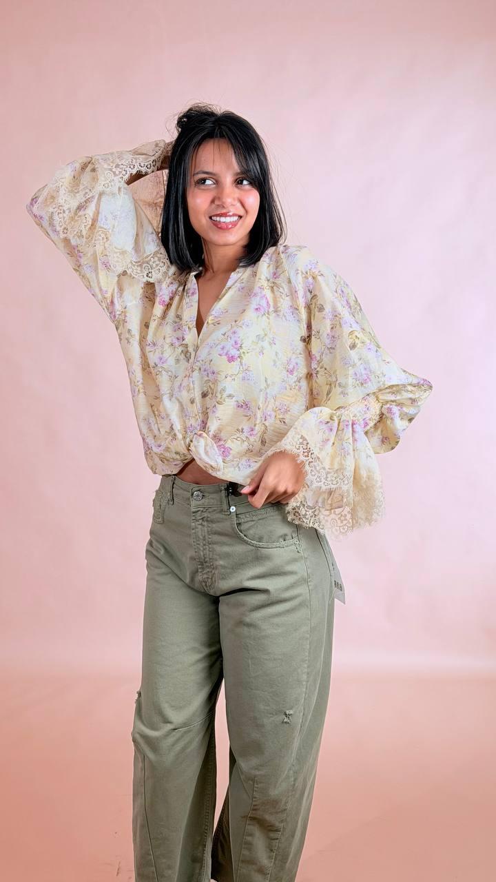 MOTEL Camicia floreale S26C591 GIALLO 
