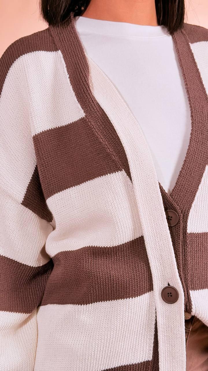 HAVE ONE Cardigan rigato MFP-Q084 MORO 