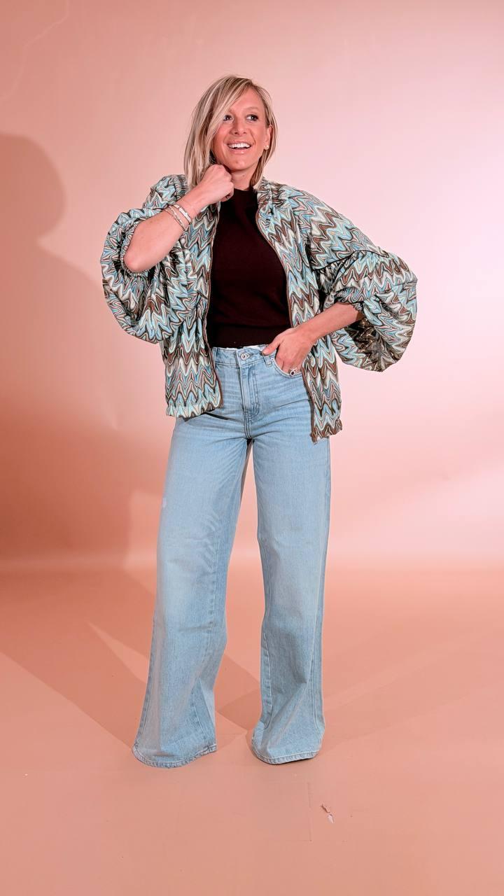 SOUVENIR Bomber zig zag F39X1465 AZZURRO 