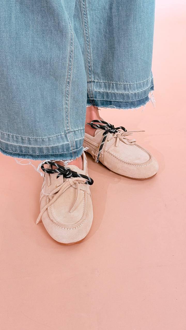 OVYE Mocassino barca con frange SM92SUAD BEIGE 