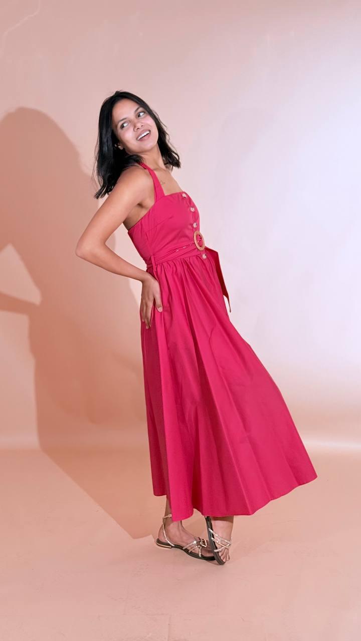 FRACOMINA Midi chemisier dress con cintura FS26SD2003W40001 FUCSIA 