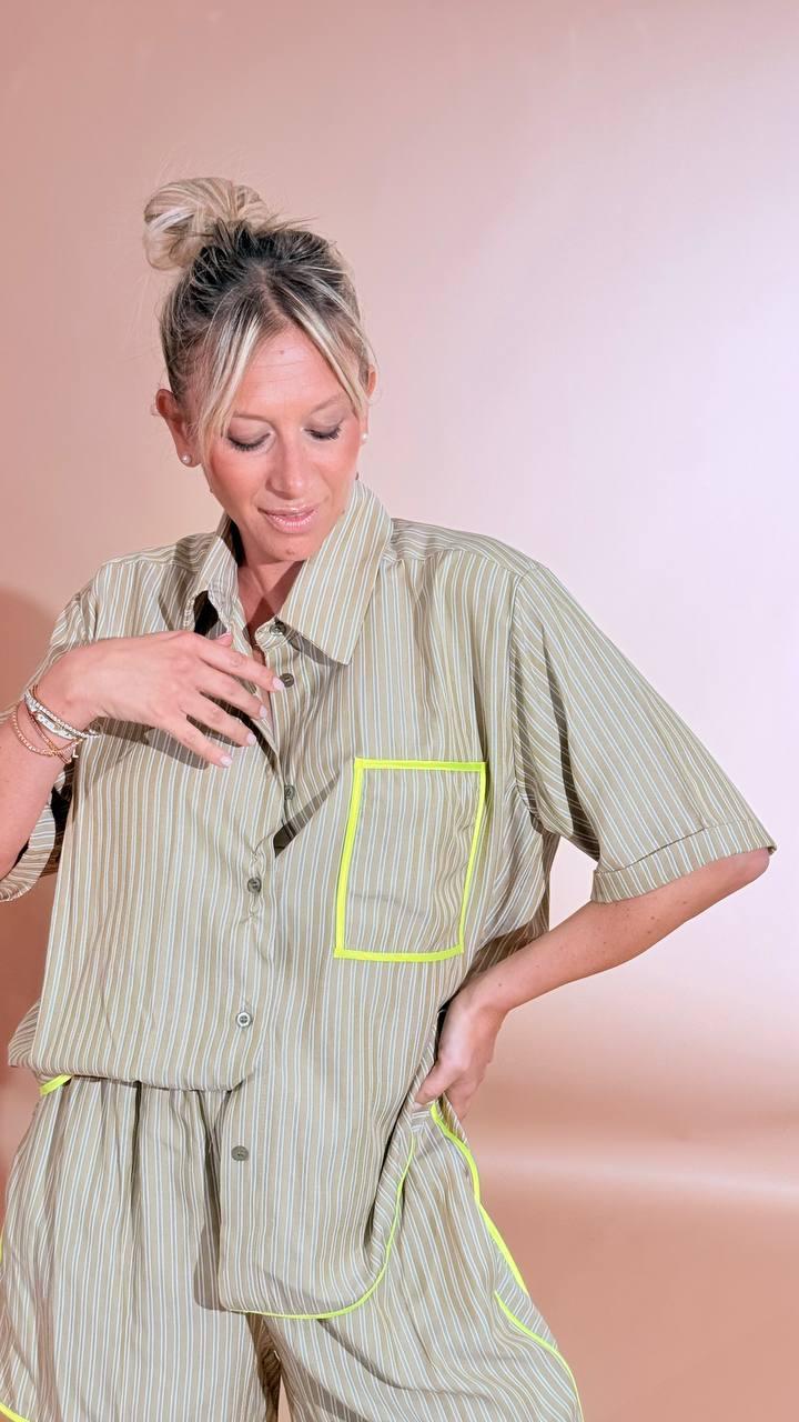 TENSIONE IN Camicia rigata PE260311 LIME 