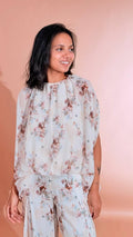 H2O Blusa floreale smanicata SAWIGI AVORIO 