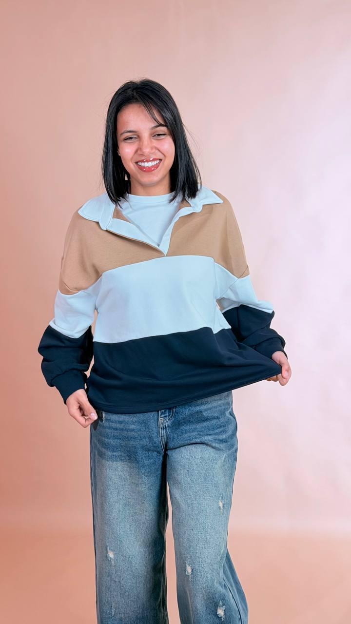 HAVE ONE Polo rigata FVS-Q034 BEIGE/BIANCO/BLU 
