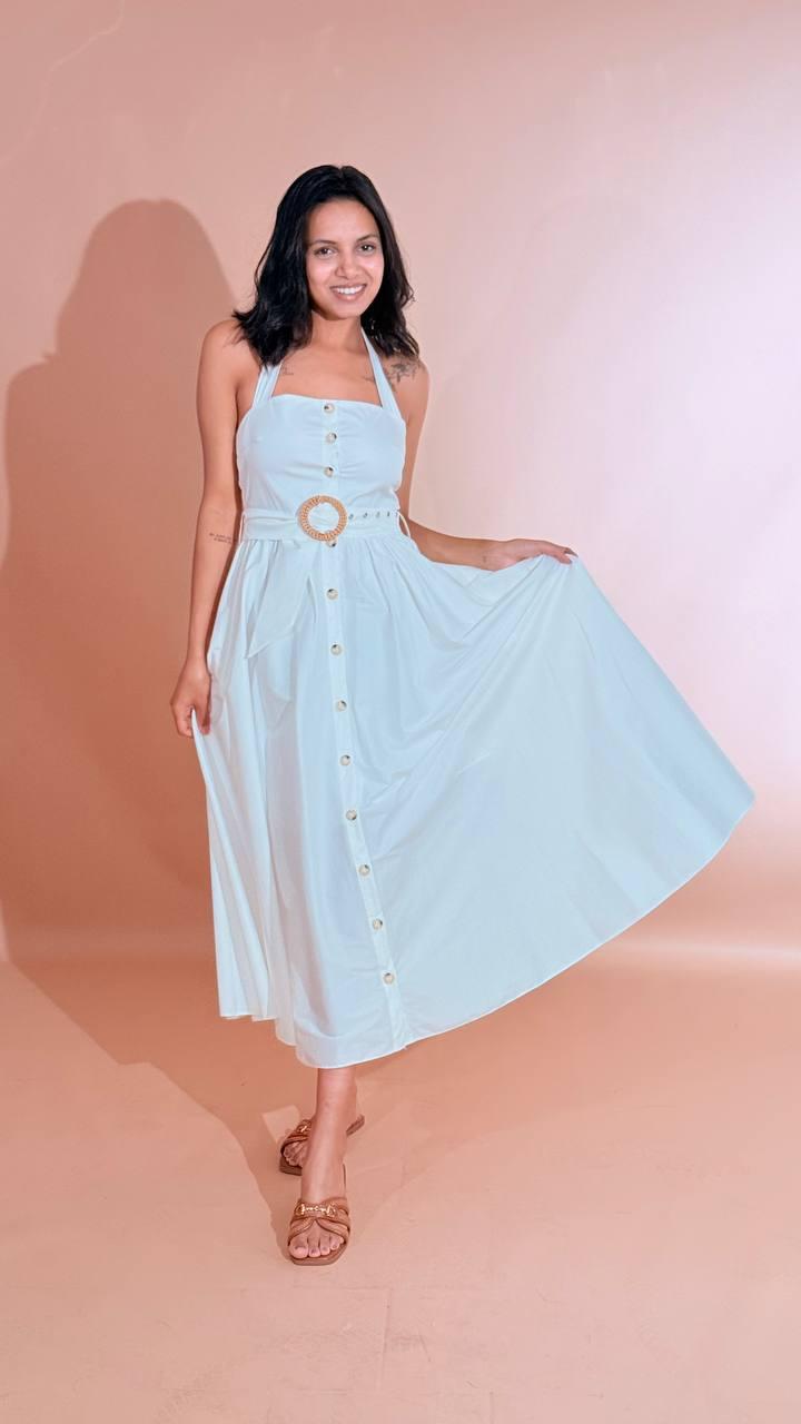 FRACOMINA Midi chemisier dress con cintura FS26SD2003W40001 BIANCO 