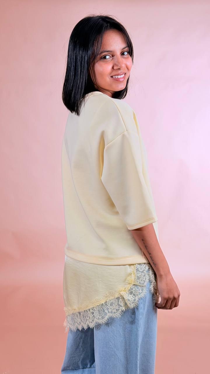 LEVA T-shirt pizzo trasversale 20060 GIALLO 