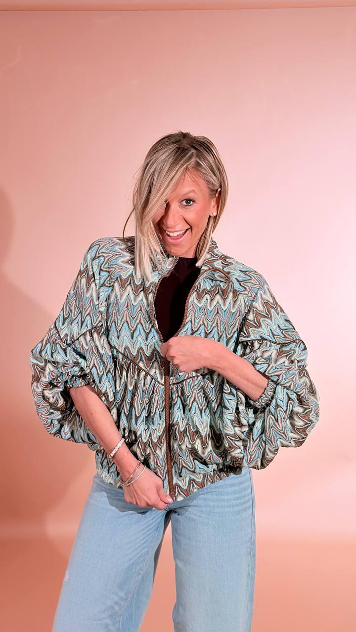 SOUVENIR Bomber zig zag F39X1465 AZZURRO 