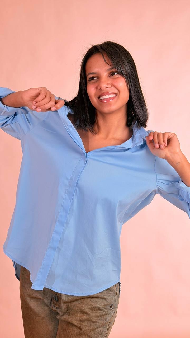LEVA Camicia basica colorata 5503CA AZZURRO 