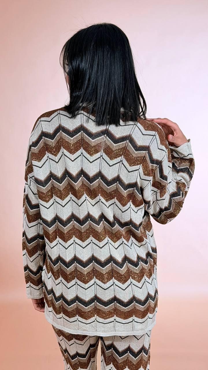 SOUVENIR Cardigan zigzag 70vi 15pl 15pa Z39R0167 BRONZO 