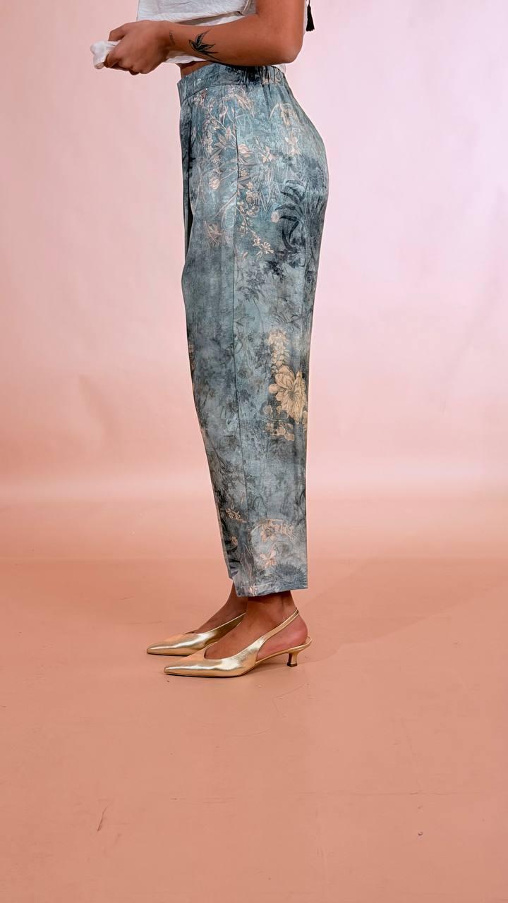 SOUVENIR Pantalone japan scivolato D39N0281 VERDE ACQUA 