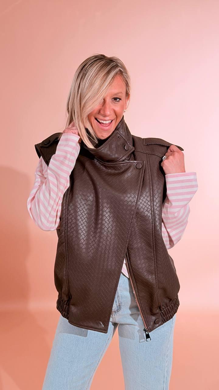 TENSIONE IN Bomber gilet intrecciato 26D4560 MORO 