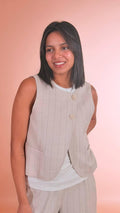 TENSIONE IN Gilet gessato S26J906 BEIGE 