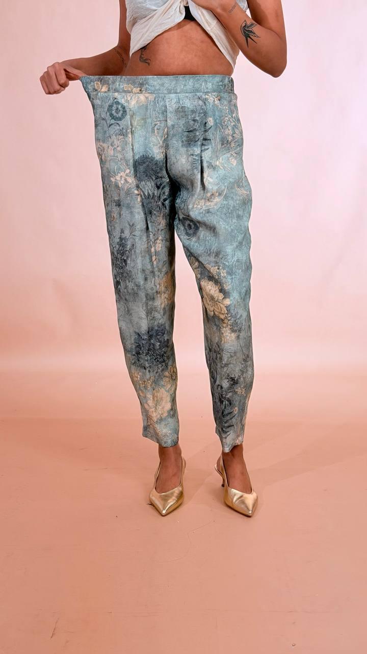 SOUVENIR Pantalone japan scivolato D39N0281 VERDE ACQUA 
