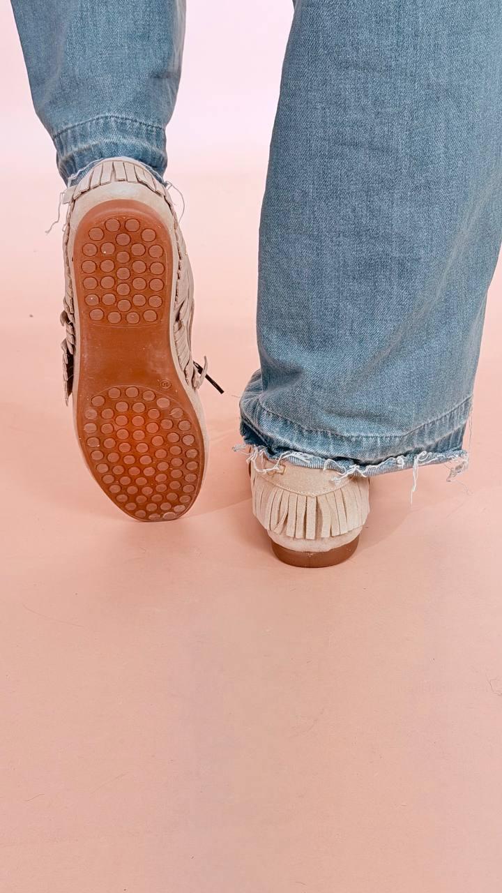 OVYE Mocassino barca con frange SM92SUAD BEIGE 