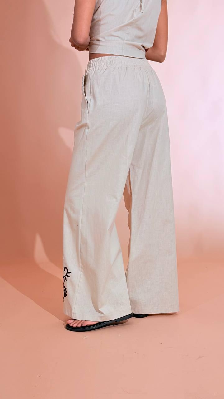 SOUVENIR Pantalone ricamo M39F1755 AVORIO 