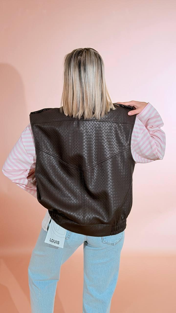 TENSIONE IN Bomber gilet intrecciato 26D4560 MORO 