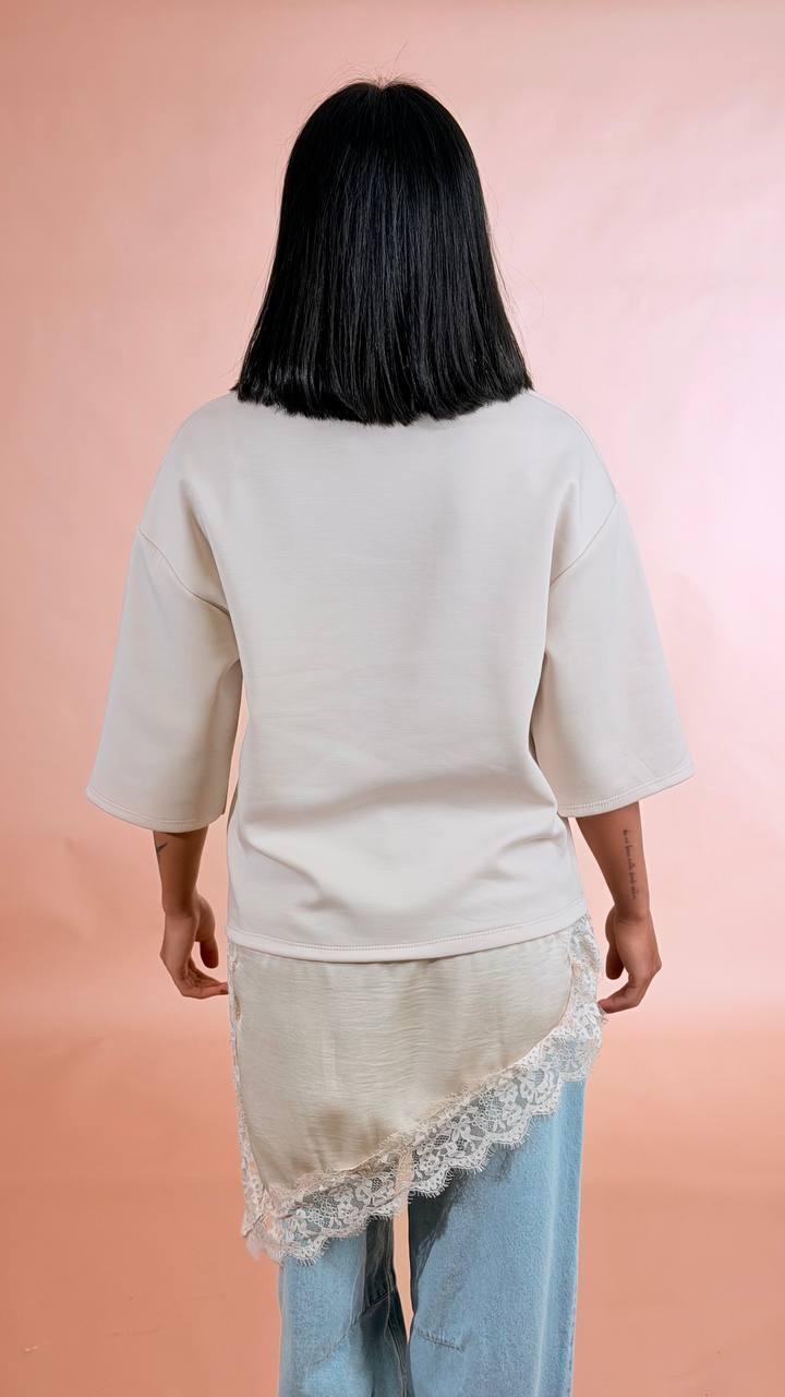 LEVA T-shirt pizzo trasversale 20060 AVORIO 
