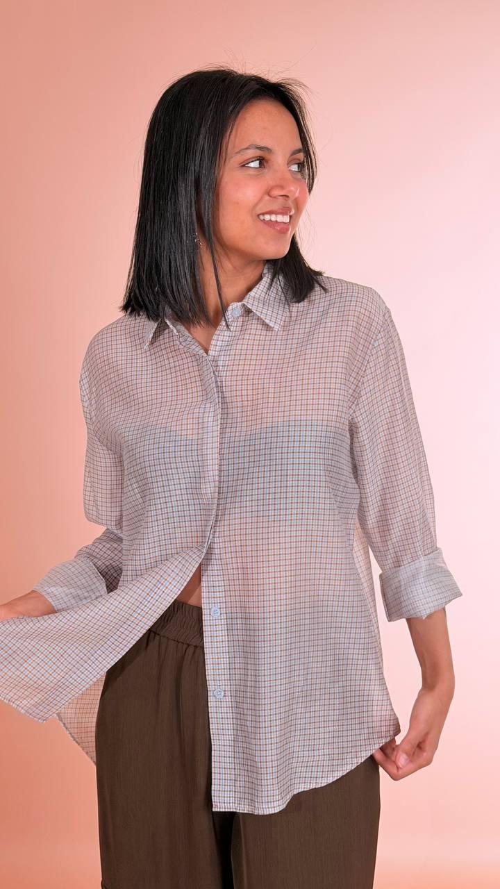 HAVE ONE Camicia check CJK-Q088 AZZURRO 