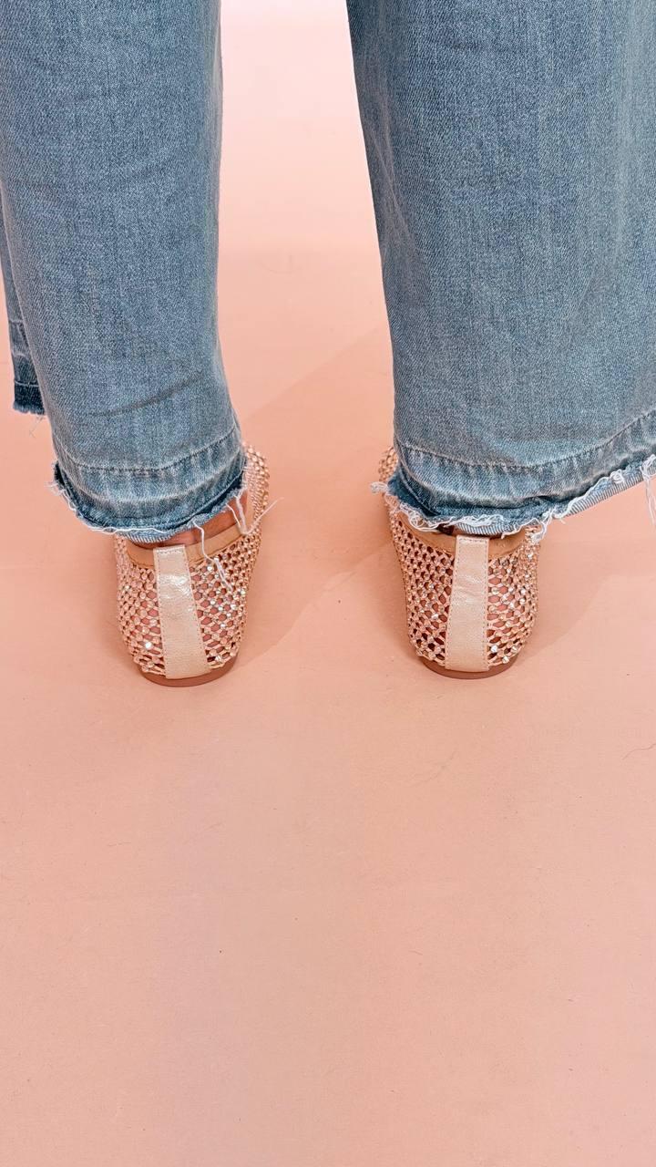 OVYE Ballerina in rete con strass VERNICA444 ORO 