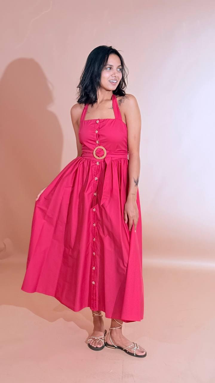 FRACOMINA Midi chemisier dress con cintura FS26SD2003W40001 FUCSIA 
