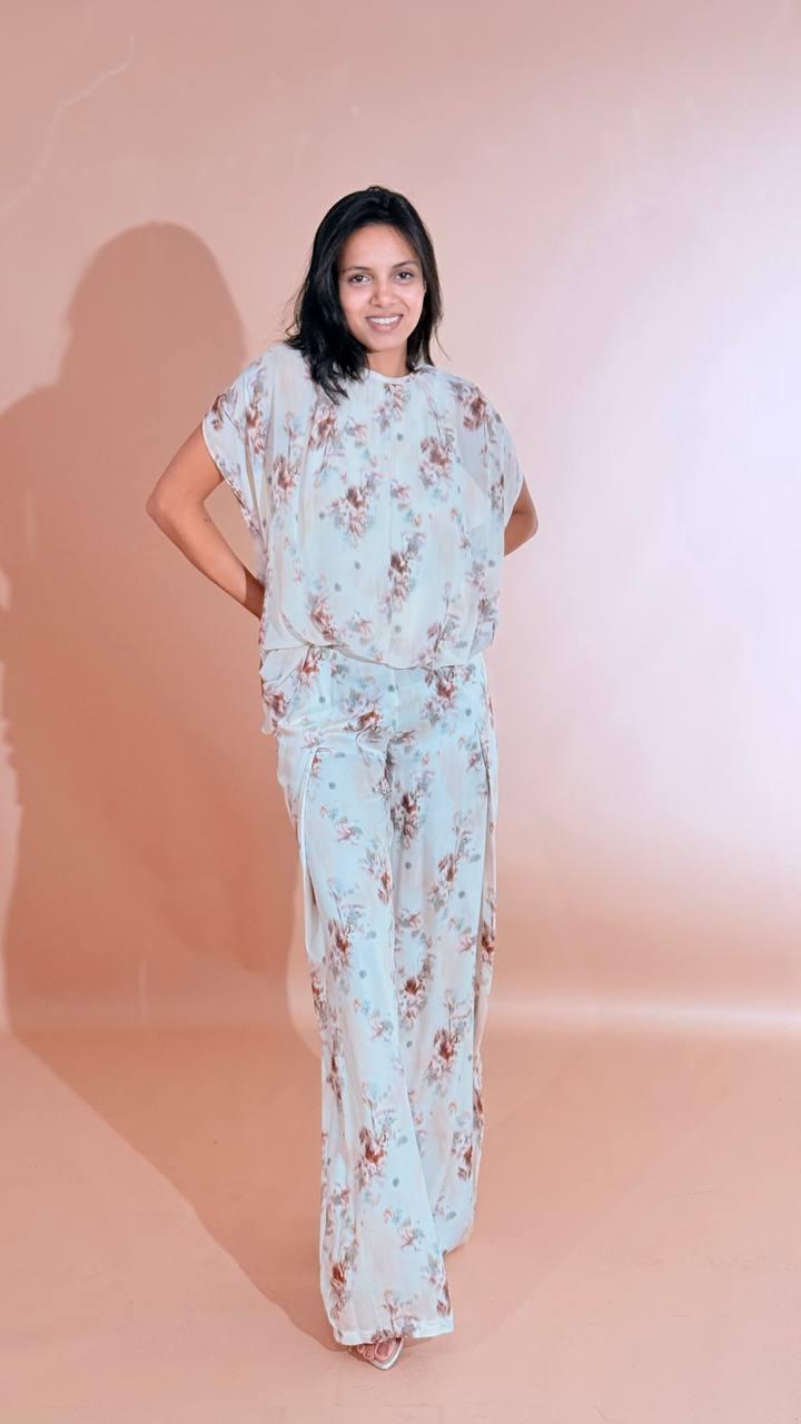 H2O Blusa floreale smanicata SAWIGI AVORIO 