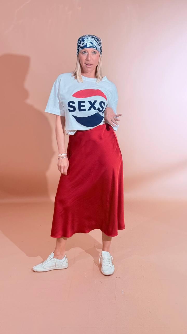 LEVA Gonna effetto satin L5029 ROSSO 
