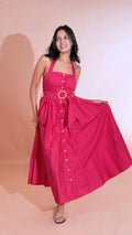 FRACOMINA Midi chemisier dress con cintura FS26SD2003W40001 FUCSIA 
