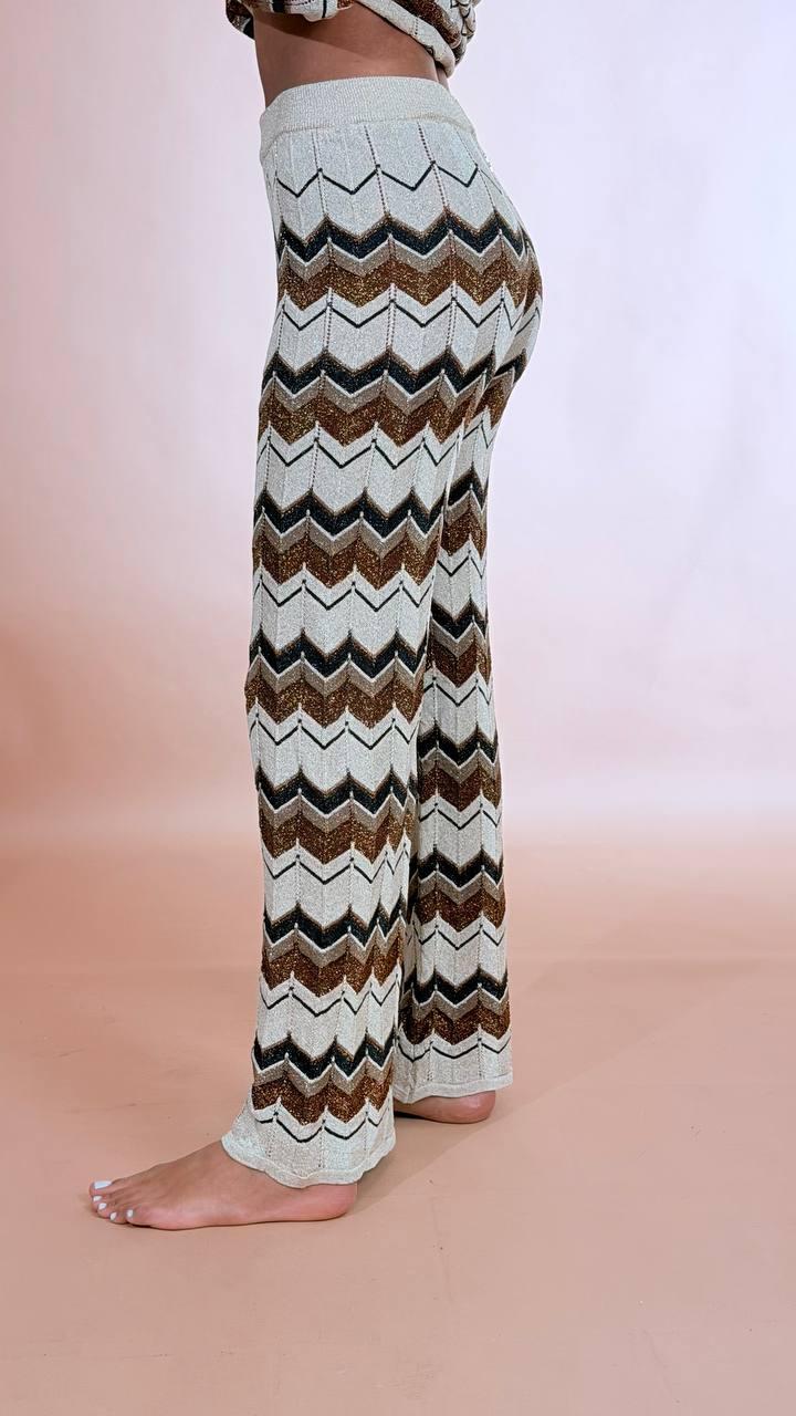 SOUVENIR Pantalone zigzag Z39R0165 BRONZO 