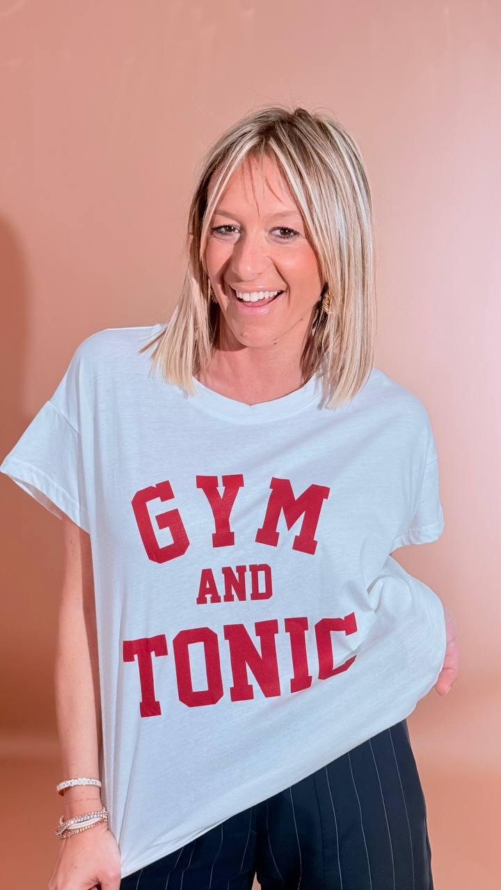 LEVA T-shirt scritta gym&tonic FIT30241 ROSSO 