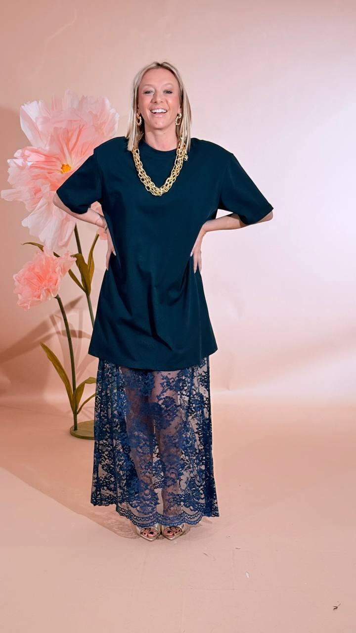 HAVE ONE Abito - t-shirt con pizzo AVS-Q082 BLU 