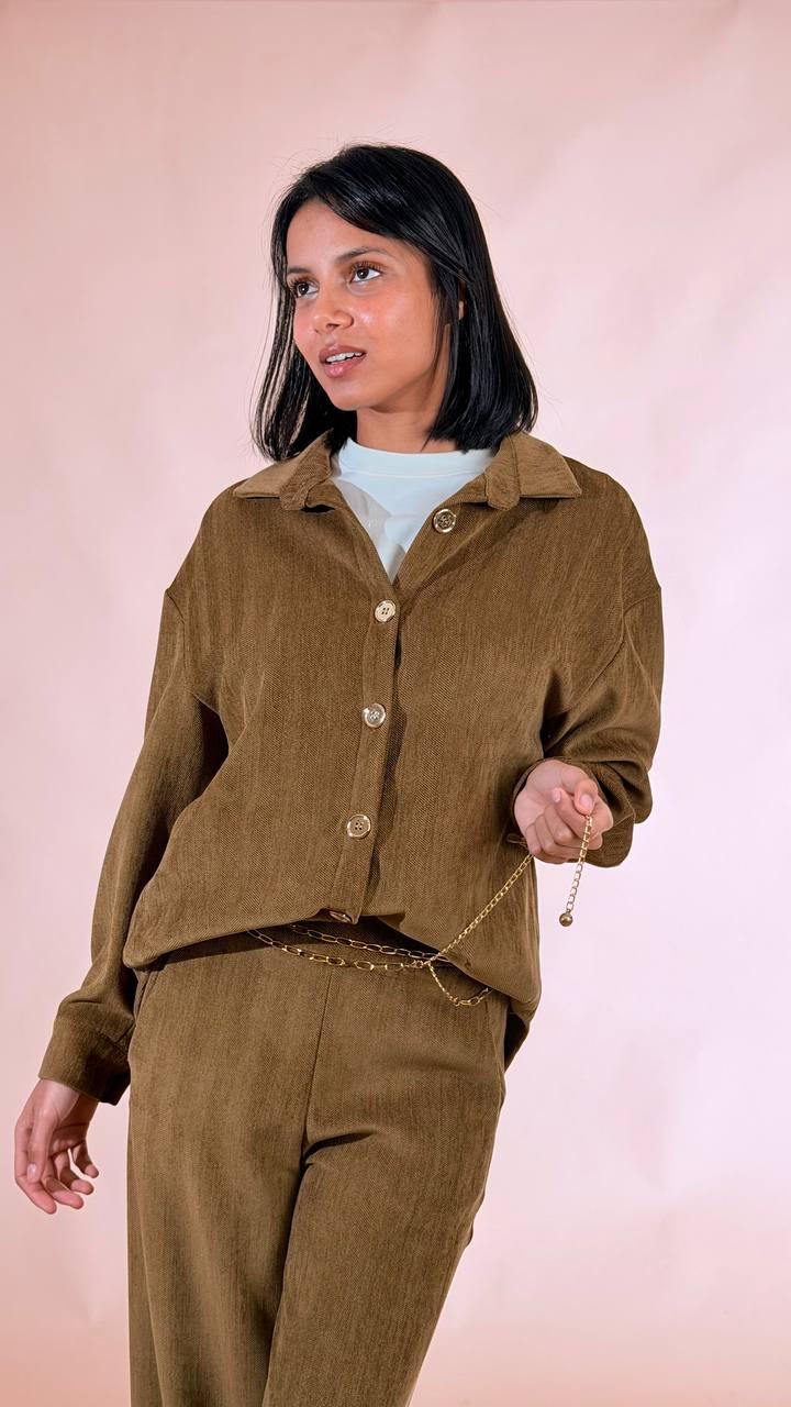 KONTATTO Camicia over bottone oro NH310N VERDE 