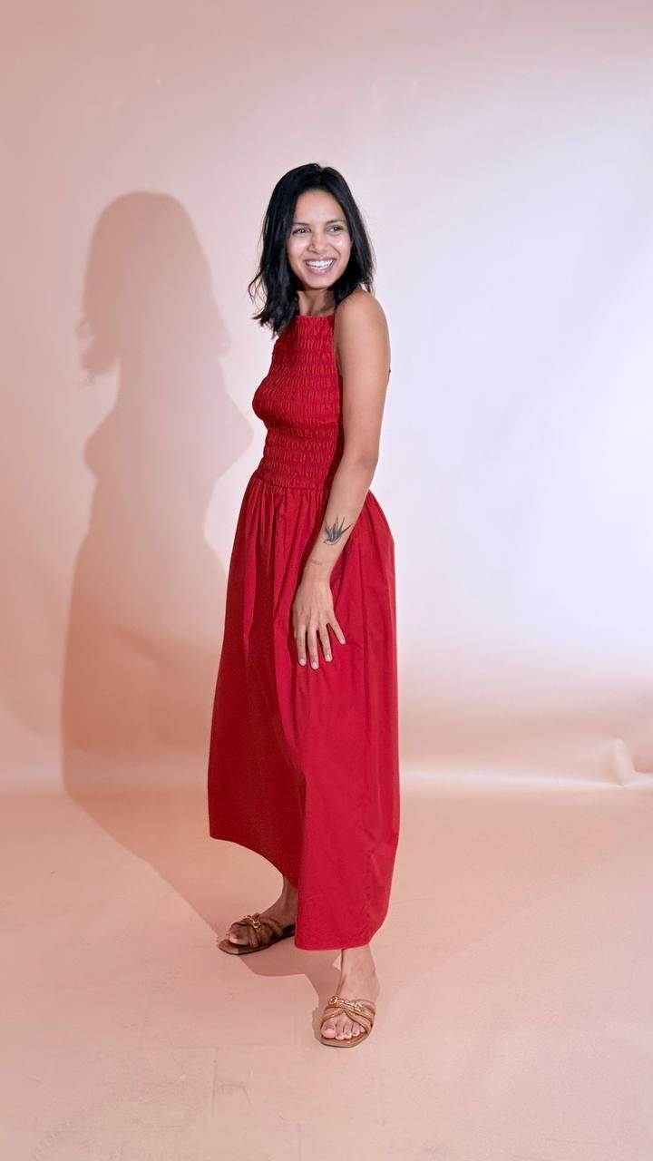 GLAMOROUS Abito midi arricciatura AN5774 ROSSO 
