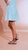 LEVA Short effetto lino con coulisse G03642 AVORIO 