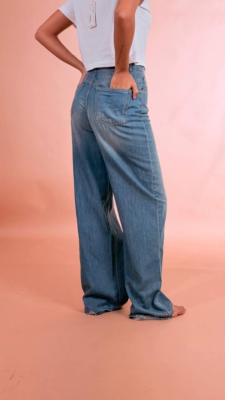 PHILIA LOFT Jeans palazzo orlo sfrangiato 100%co G02V0099 DENIM 
