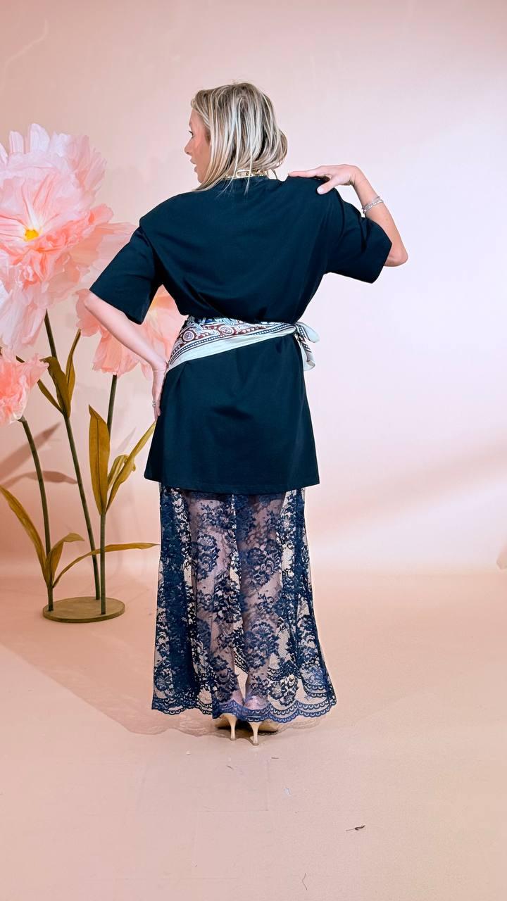 HAVE ONE Abito - t-shirt con pizzo AVS-Q082 BLU 