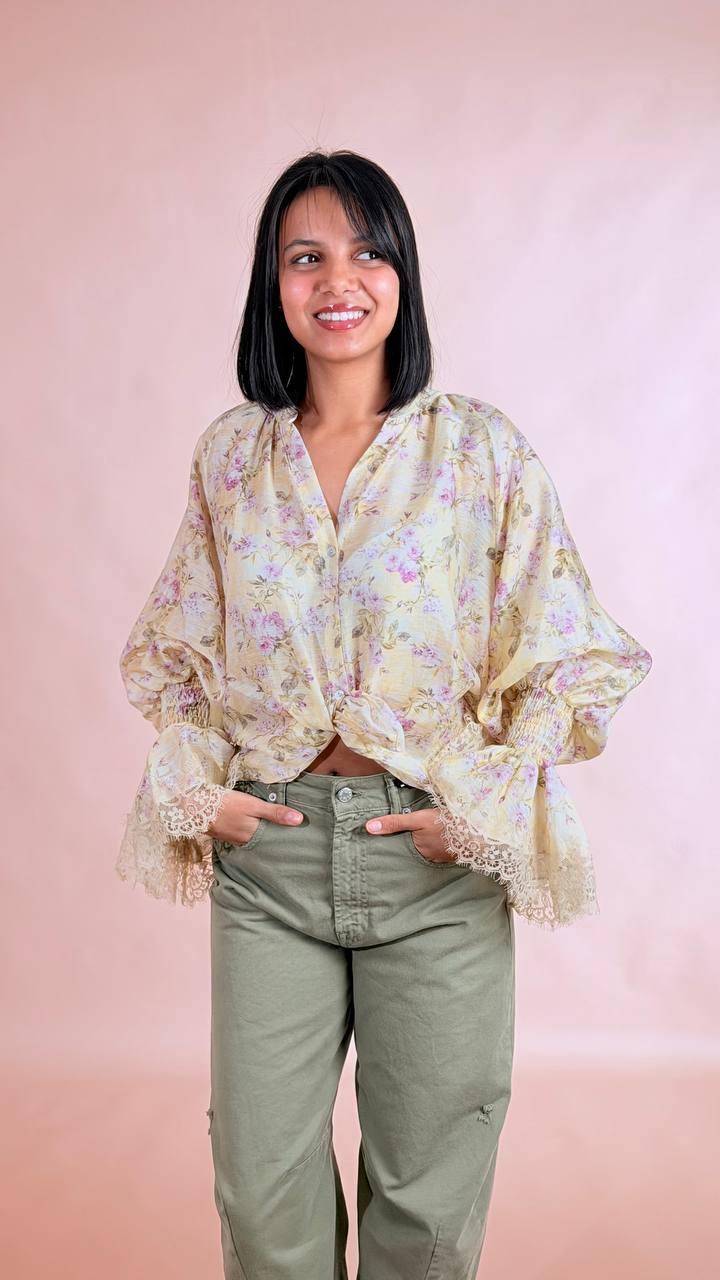 MOTEL Camicia floreale S26C591 GIALLO 