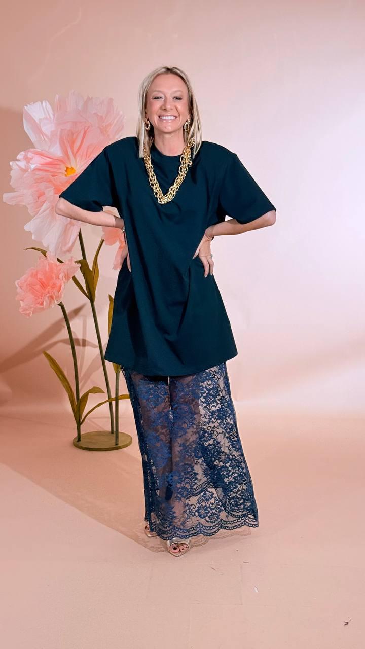 HAVE ONE Abito - t-shirt con pizzo AVS-Q082 BLU 