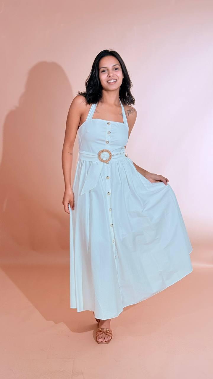 FRACOMINA Midi chemisier dress con cintura FS26SD2003W40001 BIANCO 