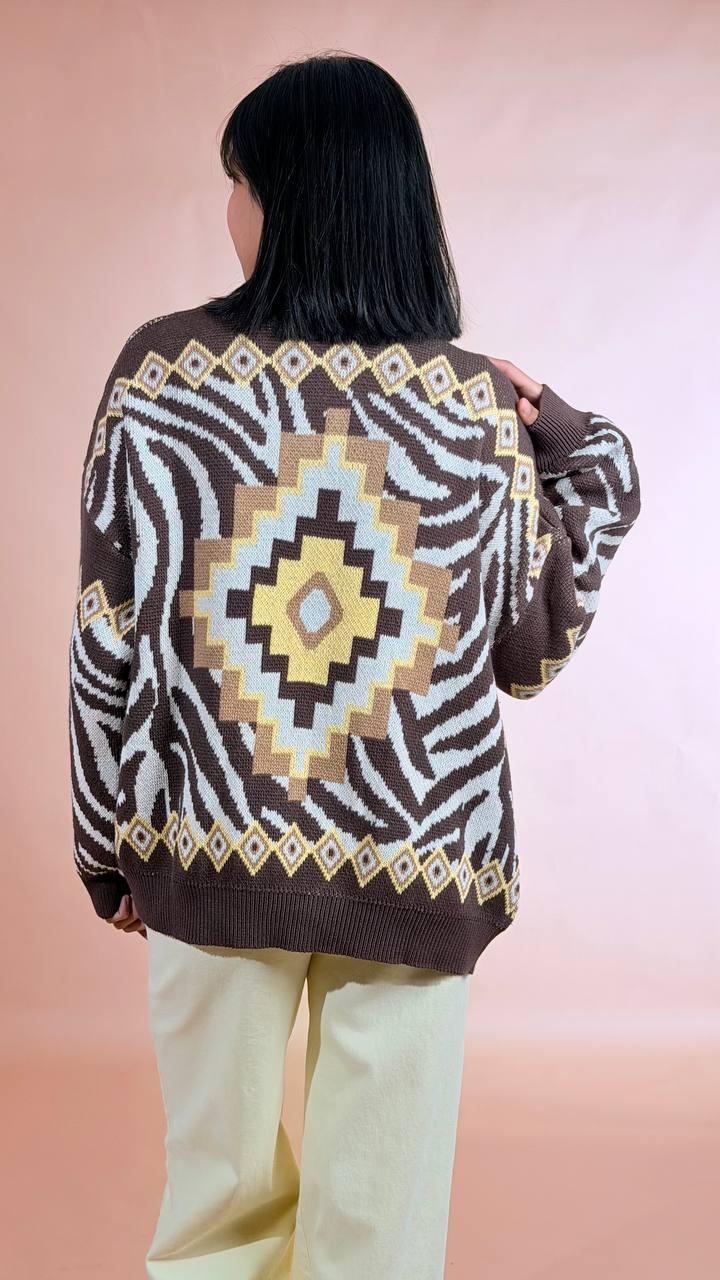 TENSIONE IN Cardigan zebra P6HMG25A414 MORO 