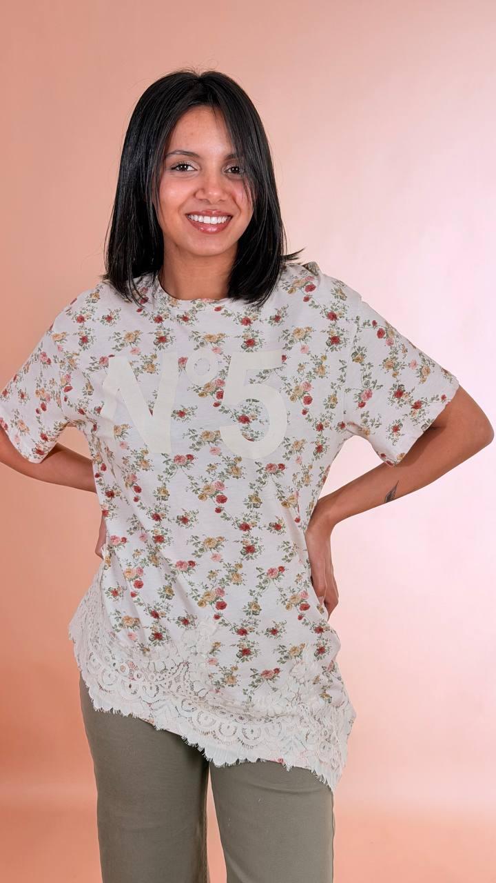 PHILIA LOFT T-shirt fiori pizzo D02E0747 ROSA 