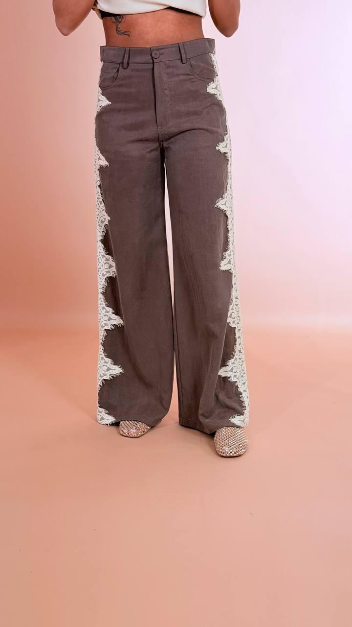 TENSIONE IN Pantalone pizzo PX1296 CIOCCOLATO 