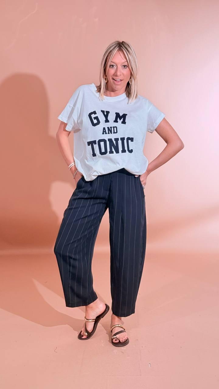 LEVA T-shirt scritta gym&tonic FIT30241 BLU 