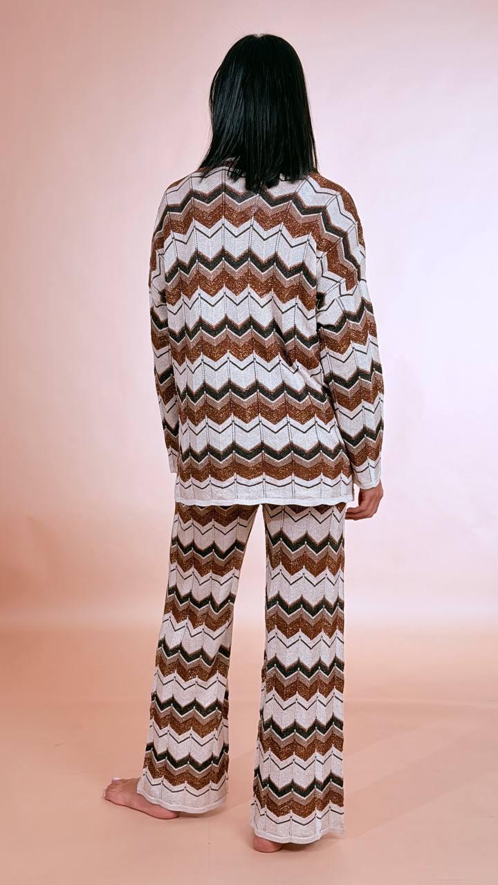 SOUVENIR Cardigan zigzag 70vi 15pl 15pa Z39R0167 BRONZO 